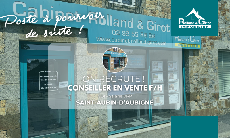 On recrute Conseiller en vente F/H agence de Saint-Aubin-d'Aubigné (35)
